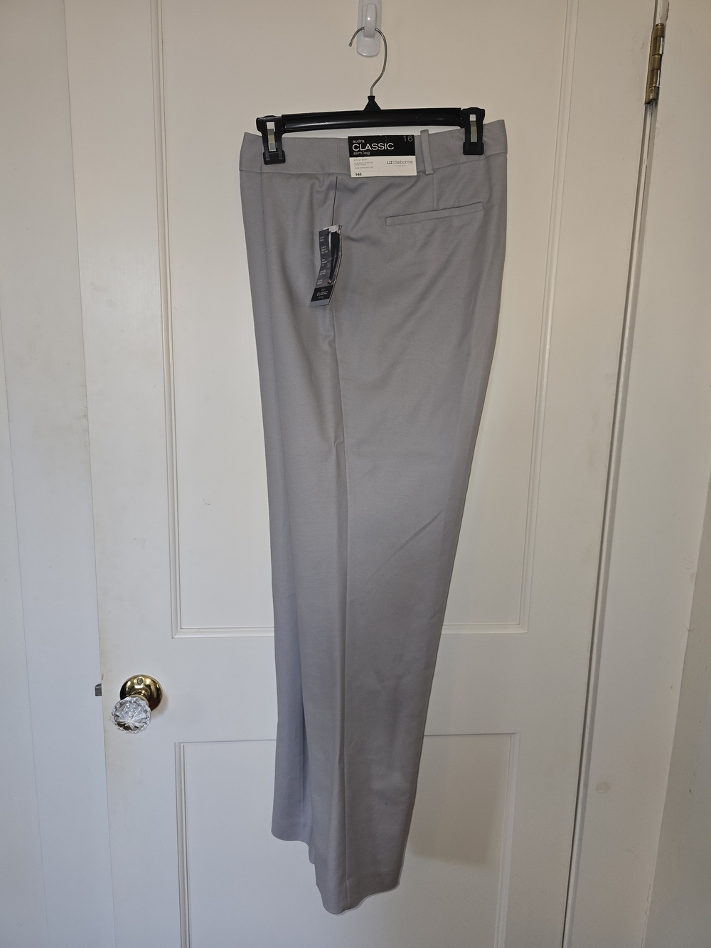 Liz Claiborne Classic Audra Light Gray Straight-Leg Dress Trousers 16